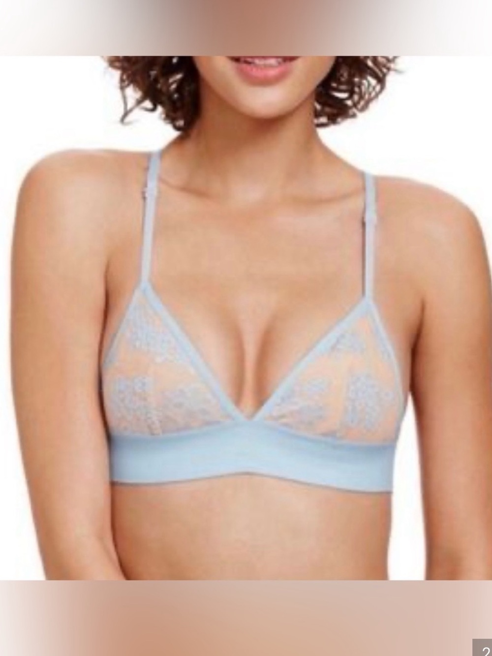 Victoria’s Secret PINK lace triangle blue / tan bralette